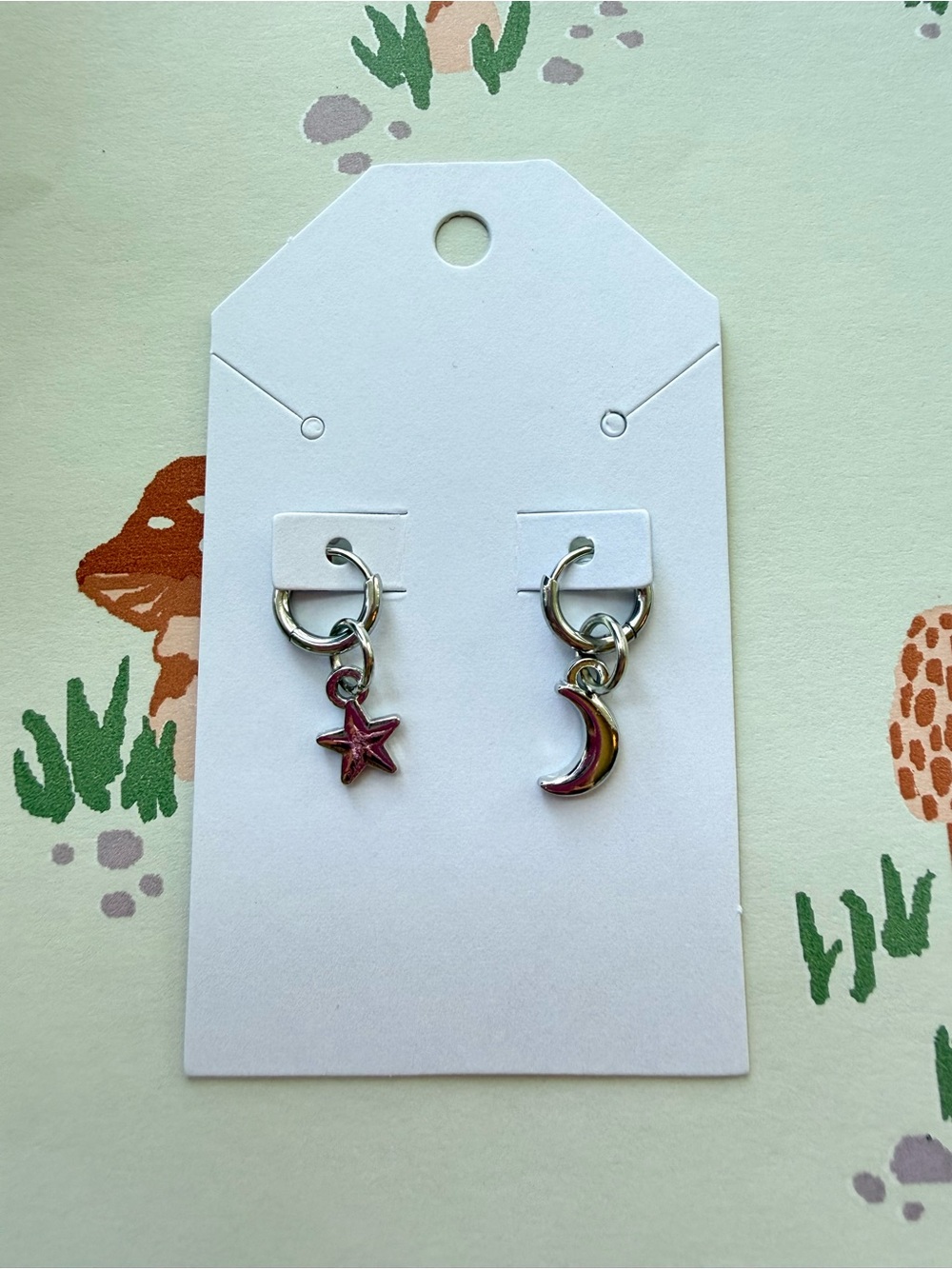 Silver Moon & Star Huggie Hoop Earrings